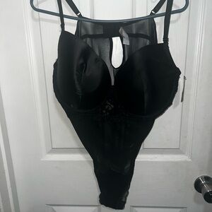 Cosmopolitan Black Lace-Trim Mesh Bodysuit